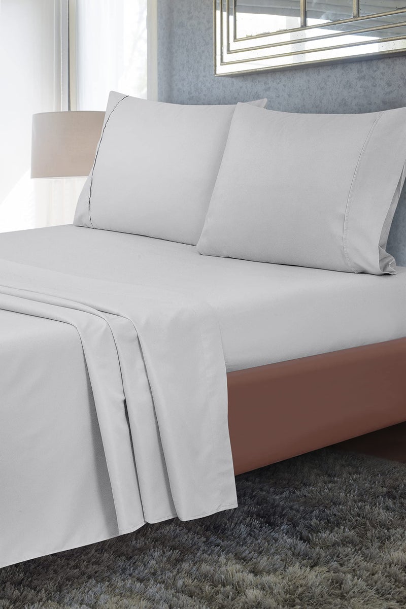 Royale Linens 2 Pack Bulk Flat Sheet Set - Top Sheets - Soft 1800 Microfiber - Wrinkle & Stain Resistant - for Hotel, Massage Table, Hospital, Dorm - Queen Flat Sheet Sold Separately (Queen, Silver) - Image 2